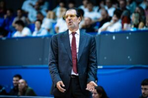 Coach Mazzon e Lorela Cubaj dopo la vittoria a Belgrado